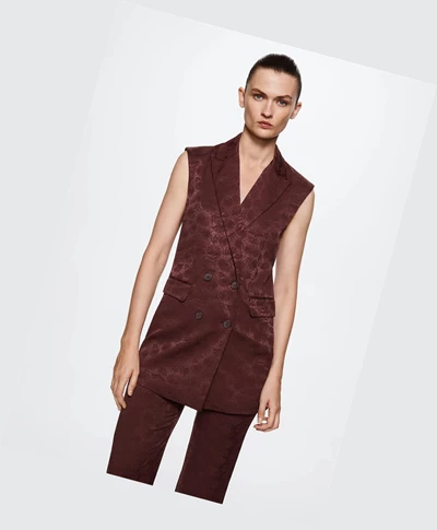 Vesty Mango Jacquard Damske Bordove | SK863294